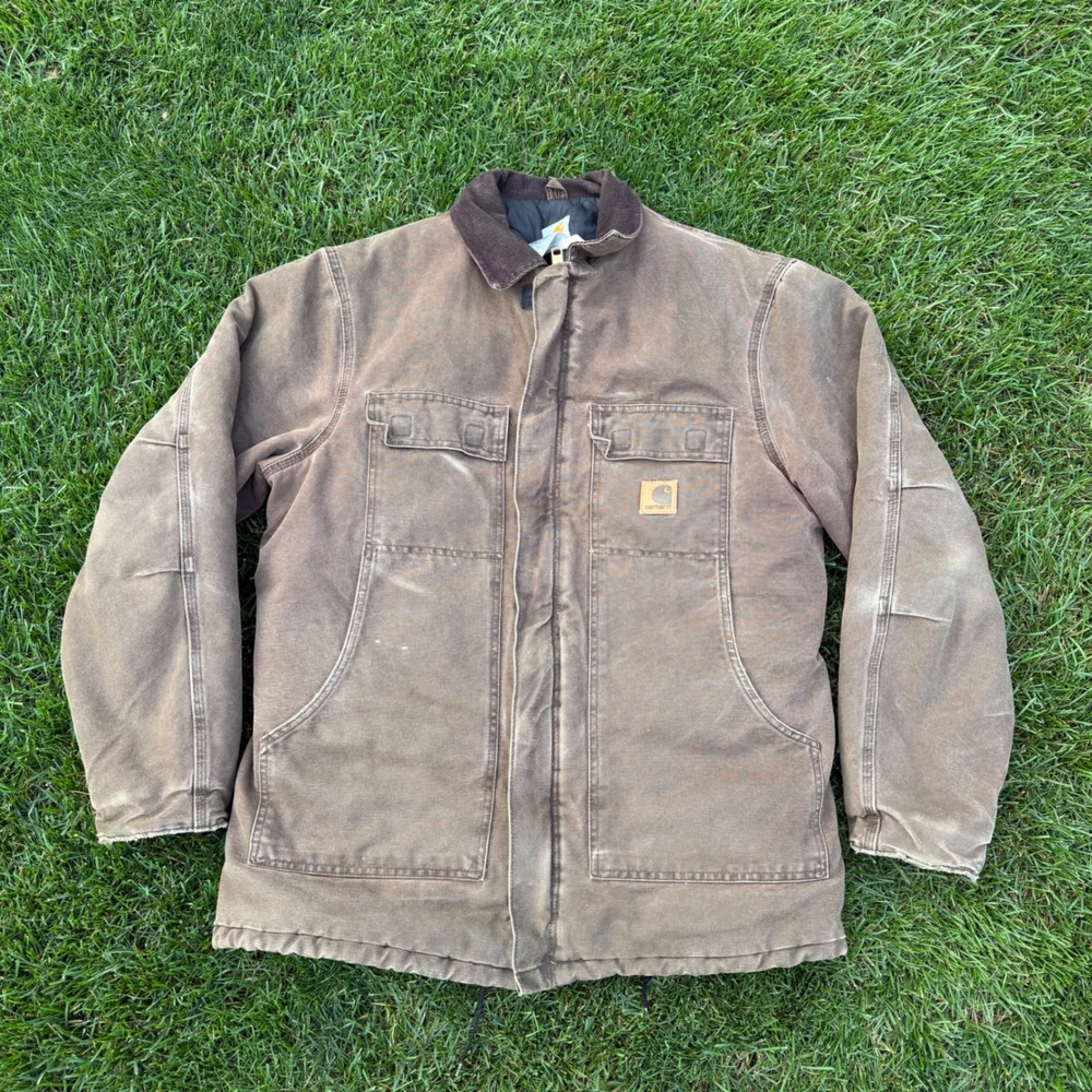 Carhartt C26 CHT Traditional Coat Chestnut Brown Quilt Lined Duck Jacket L Tall